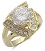 Jewelry : 14K Gold Plated Solitaire & Pave CZ Engagement Ring