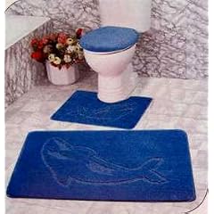 BADGARNITUR 3 TEILIG DELFIN ORCA WAL WC BADTEPPICH NEU