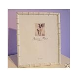 Beautiful Pearl White Bamboo Frame with Stones....8x10