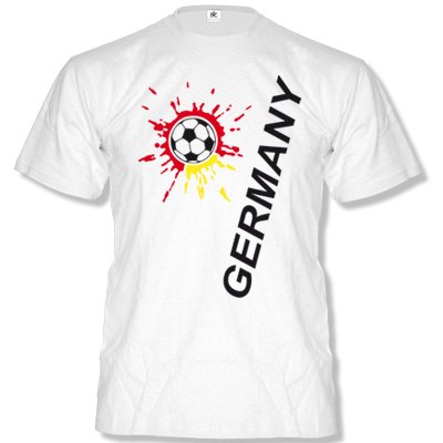 DEUTSCHLAND MOTIV 19 Herren T-Shirt Weiss / Schwarz-Rot-Gelb Gr. L