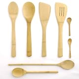 7 Piece Bamboo Cooking Utensil Set 4 Spoons, 2 Turners and a Mini Spoon