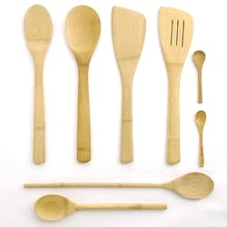 7 Piece Bamboo Cooking Utensil Set 4 Spoons, 2 Turners and a Mini Spoon