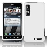WHITE Rubber Touch Snap-On Phone Protector Hard Cover Case for Motorola Dro ....