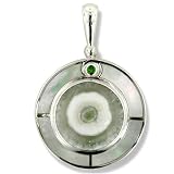 Sterling Silver, Ocean Jasper, Mother-of-Pearl and Chrome Diopside Pendant by Sajen
