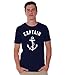 Awkwardstyles Captain T-shirt White Anchor Summer Beach Party Shirt + Bookmark L Navy