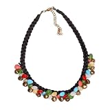 JousJous.com Multicolor Glass Beads Jewel of the Night Necklace, Princess Length, 18" Long
