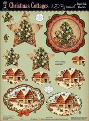 Hot Off The Press 3 D Papier Tole Die Cuts Christmas Cottages Pyramid; 3 Items/Order