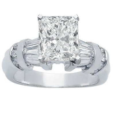 Channel Set Diamond Engagement Ring with a Radiant Cut / Shape 0.51 Carat G VS1 Certified Center Stone and 0.65 Carats of Side Diamonds (1.16 Cttw) Channel Set Diamond Engagement Ring with a Radiant Cut / Shape 0.51 Carat G VS1 Certified Center Stone and 0.65 Carats of Side Diamonds (1.16 Cttw)