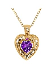 0.76 Ct Genuine Heart Shape Purple Amethyst Gemstone 18k Yellow Gold Pendant