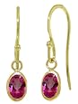 14k Solid Gold Pink Topaz Fish Hook Earrings