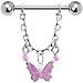 Pink Gypsy Butterfly Chain Drop Nipple Ring
