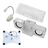 SKQUE PREMIUM WHITE BOOKLIGHT+WHITE FOLD-UP SPEAKER+LAPTOP COOLER PAD+CLEAR SILICONE KEYBOARD CASE FOR APPLE MACBOOK AIR(13.3£§)