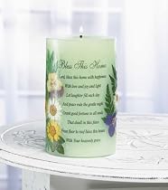 BLESS HOME POEM PRESSED FLOWERS APPLE CINNAMON CANDLE