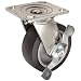 E.R. Wagner Plate Caster, Swivel with Pinch Brake, TPR Rubber on Polyolefin Wheel