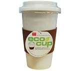 Eco Cup w/ Silicone Lid & Sleeve Coffee Tea i am not a paper cup look-a-like white porcelain travel mug (Colors May Vary)