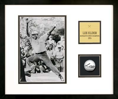 Lee Elder Framed Autographed Golf Ball with 8x10 Photograph  Plate