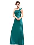 Ever Pretty New One Shoulder Open Back Ruffles Long Evening Prom Gowns 09320, HE09320GR12, Green, 10US