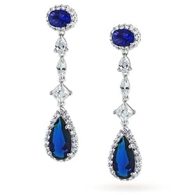 Bling Jewelry Designer Inspired Sterling Silver Diamond CZ Pave Blue Sapphire... by Bling Jewelry