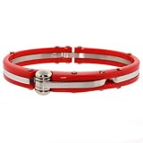 Stainless Steel Red Bangle Bracelet by Bucasi