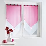 Paire de voilage (H160 cm) bicolore Blanc et Magenta