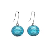 Karat Platinum Murano Glass Drop Earrings w/ Platinum Leaf