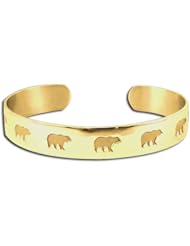 14K Yellow Gold Western Range Bear Shadows Bracelet. Made in USA.