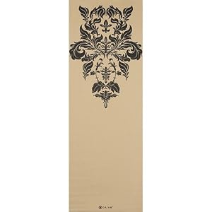 Gaiam Yoga Fitness Damask Printo Mat - Beige w / Black Printo Faqen - NEW!