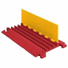 Linebacker CP4X125-Y/O Polyurethane Extra Heavy Duty 4 Channel Cable Protector with T-Shaped Connectors, Yellow Lid with Orange Ramp, 36" Length, 20" Width, 2.31" Height