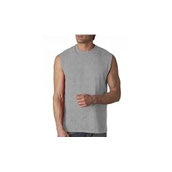 JERZEES - Sleeveless T-Shirt. >> S,Light Oxford**