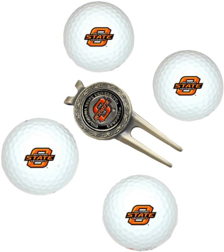 Oklahoma State Cowboys Pack Of 4 Golf Balls And Divet Tool Gift Set From Team Golf