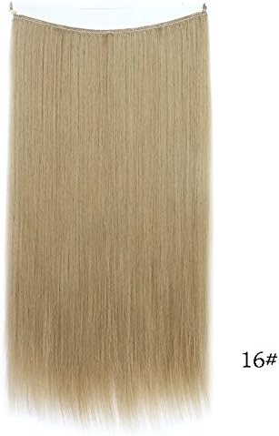 Manwu 22inch Hide Halo Straight Flip in Hair Extensions Synthetic Wig Women's Hairpieces 80g 16#(Ash blonde)