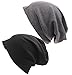 XiFe Unisex Indoors Cotton Beanie- Soft Sleep Cap for Hairloss, Cancer, Chemo (Black+Grey)