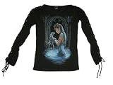 Water Dragon Cotton Shirt with Lace Up Sleeves Junior Sizes