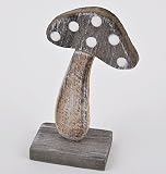 Pilz Fliegenpilz Deko Objekt Holz grau Xmas Herbst Weihnachten (13x7x4cm)