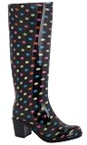 Capelli New York Ladies Multi Polka Dots & Zipper Ladies City Slicker Rainboot