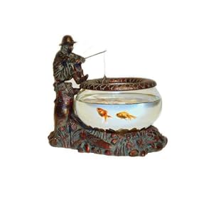 Bronze Little Fisherman Fish Bowl - Small (8.6 x 6.6 x 7.8) by 