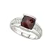 14K White Gold 0.06 ct. Diamond and 2 1/2 ct. Cushion Cut Garnet Fashion Ring