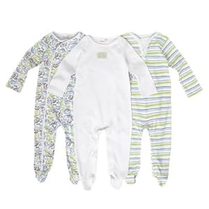 Bluezoo-pack Of Three White Dinosaur Boy's Sleepsuits-0-3 Months
