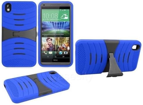 BLUE EXO STRETCH HEAVY DUTY DUAL LAYER CASE W/ KICKSTAND FOR HTC DESIRE 816 [In Casesity Retail Packaging]
