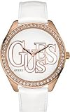 Image of Guess Women White Leather Strap White Dial Series Watch