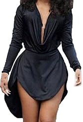 High-Low-Hem Spring Summer Winter Draped Polyester/Spandex Long Sleeves Club Dress 