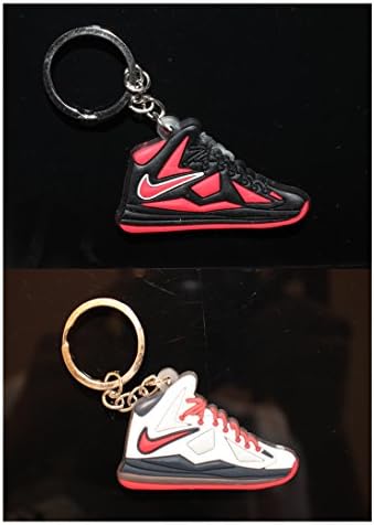 2 PAIRS LeBron King James 10 Nike Basketball Jumpman Key Chain in Black Red Orange