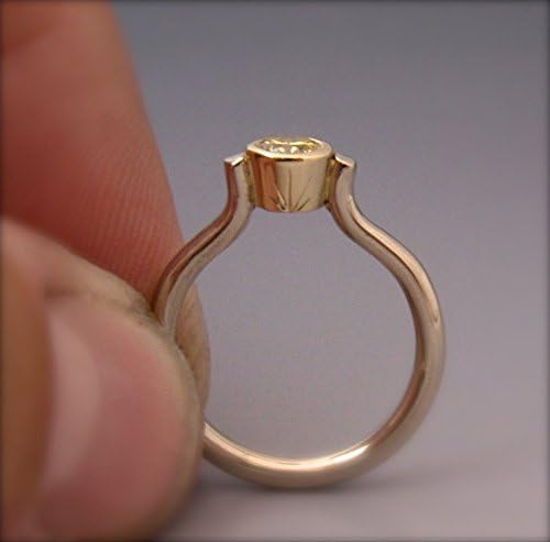 14K and 18K Gold Yellow Diamond Hand Engraved Bezel Engagement Wedding Ring