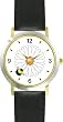 Bee on Daisy Flower - Bee or Bumblebee - JP - WATCHBUDDY&reg; DELUXE TWO-TONE THEME WATCH - Arabic Numbers - Black Leather Strap-Size-Large ( Men's Size or Jumbo Women's Size )