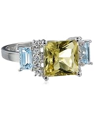 Sterling Silver Classic Peridot Blue-Topaz Ring, Size 7