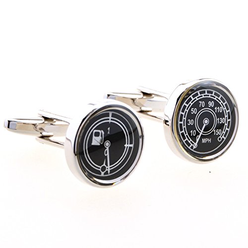 CovinkÂ® Speedometer & Fuel Gauge Cufflinks MPH Car Automotive Transportation Land Cuff Buttons with Gift Box
