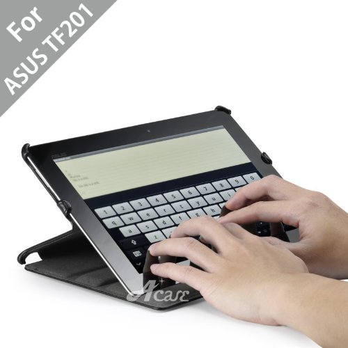 ASUS TF201 Eee Pad Transformer Prime 10.1-Inch 32GB / 64GB Leather Case Folio with multi view Stand by Acase(TM), Black