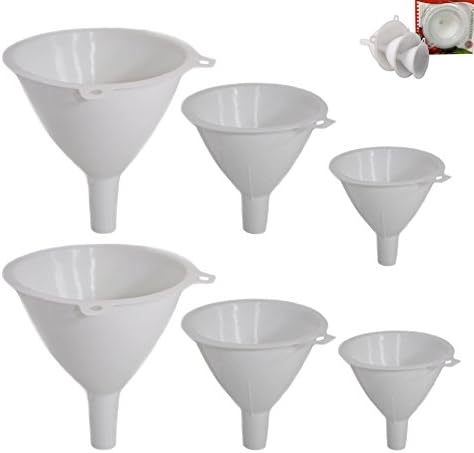 Set of 6 Plastic Funnels in Assorted Sizes