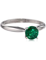 14k Gold 6mm Round Created Emerald Gemstone Solitaire Ring (0.80 ct)