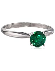 14k Gold 6mm Round Created Emerald Gemstone Solitaire Ring (0.80 ct)